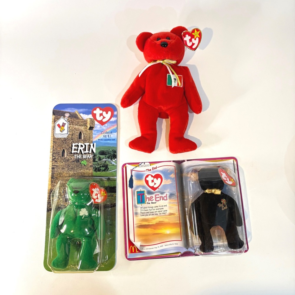 Ty Beanie Babies Osito Mexico Bear Erin Teenie Beanie The End McDonald Lot of 3